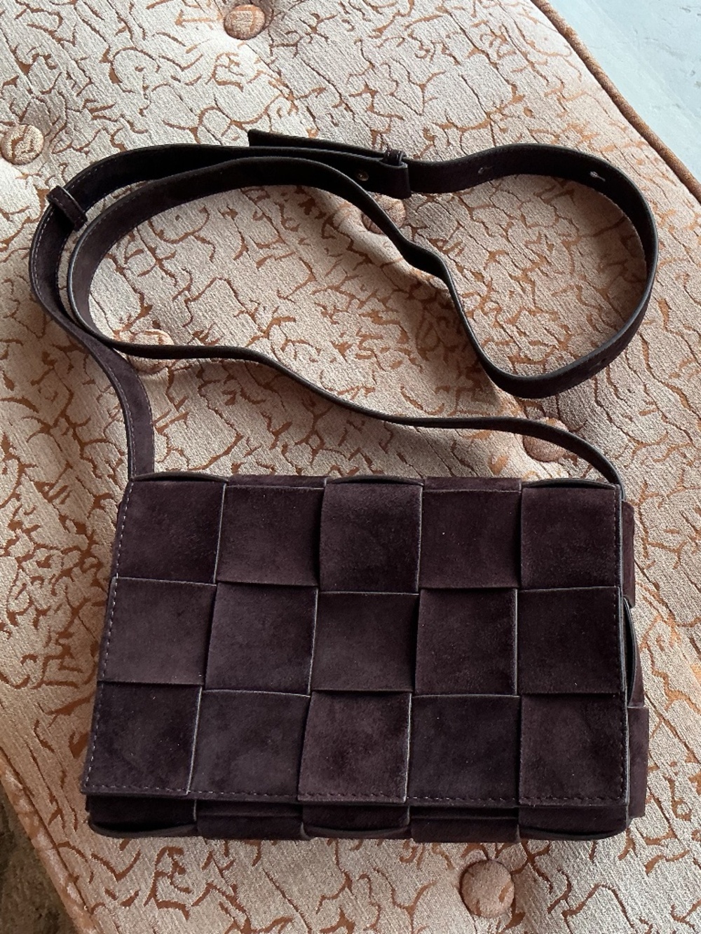 J.McLaughlin Una Woven Suede Crossbody Bag in Dark Brown